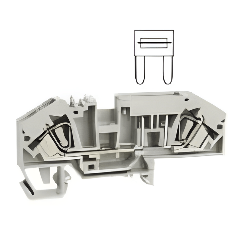 Spring-Cage Knife Blade Fuse Din-Rail Terminal Block