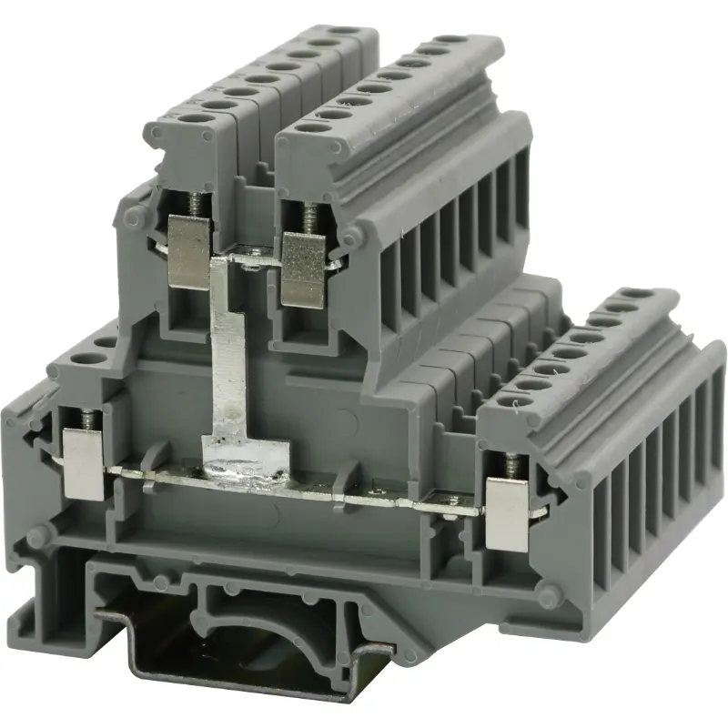 JWD1-4/2LSJ Screw Type - Double Layers Connected Terminal Block with Din Rail