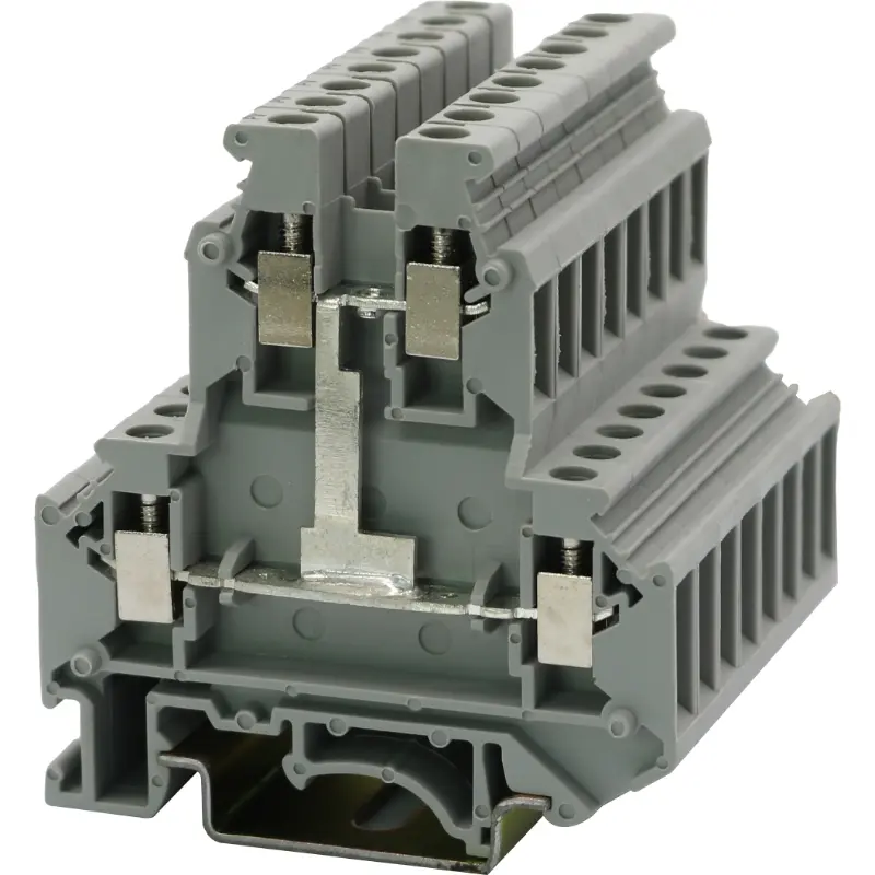 JWD1-4/2 SJ Screw Type - Double Layers Connected Terminal Block with Din Rail