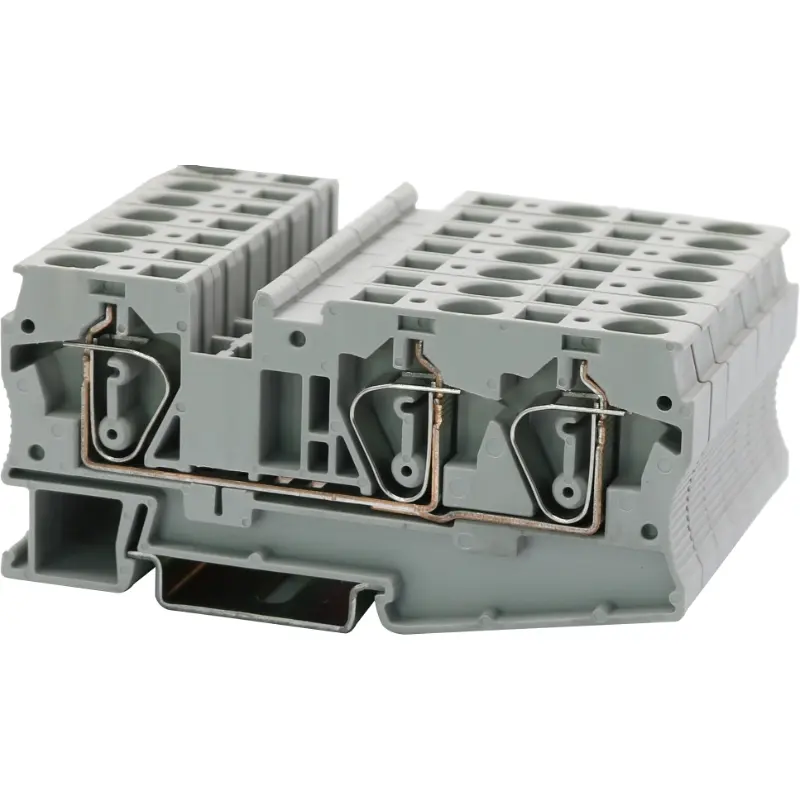JWD2-6a/1-2JD Spring Cage Terminal Block with Grounding Conductor and Din Rail