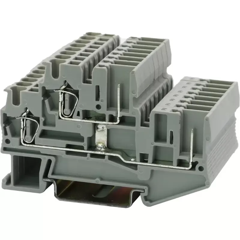 Spring-Cage Double Layer Pluggable Din-Rail Terminal Block